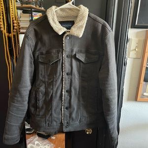 LARGE BLACK Arizona Branded Jean Jacket with Borg Collar For Men.